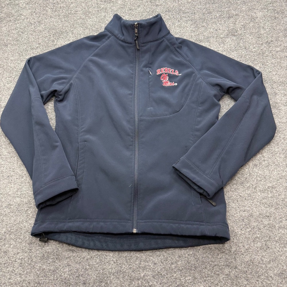 Colosseum Ole Miss Rebels Womens Navy Blue Softshell Fleece Lined Jacket Medium